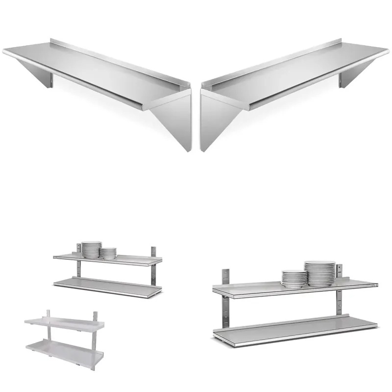 Wall Shelf Commercial Kitchen - Prateleira Flutuante de Aço Inoxidável 304