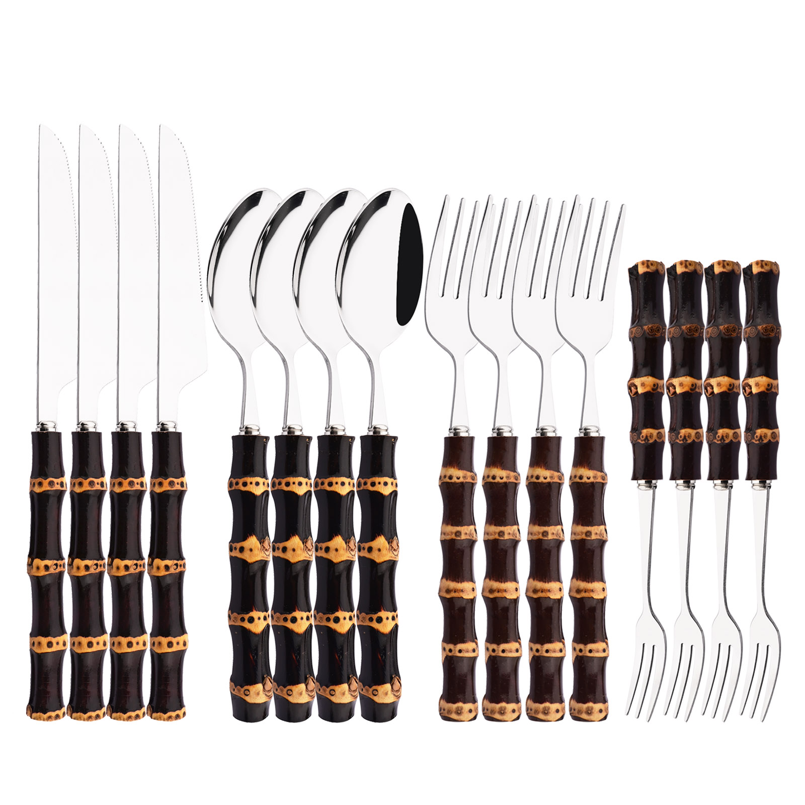 Commercial Kitchen Knives - Conjunto de Talheres de Bambu com