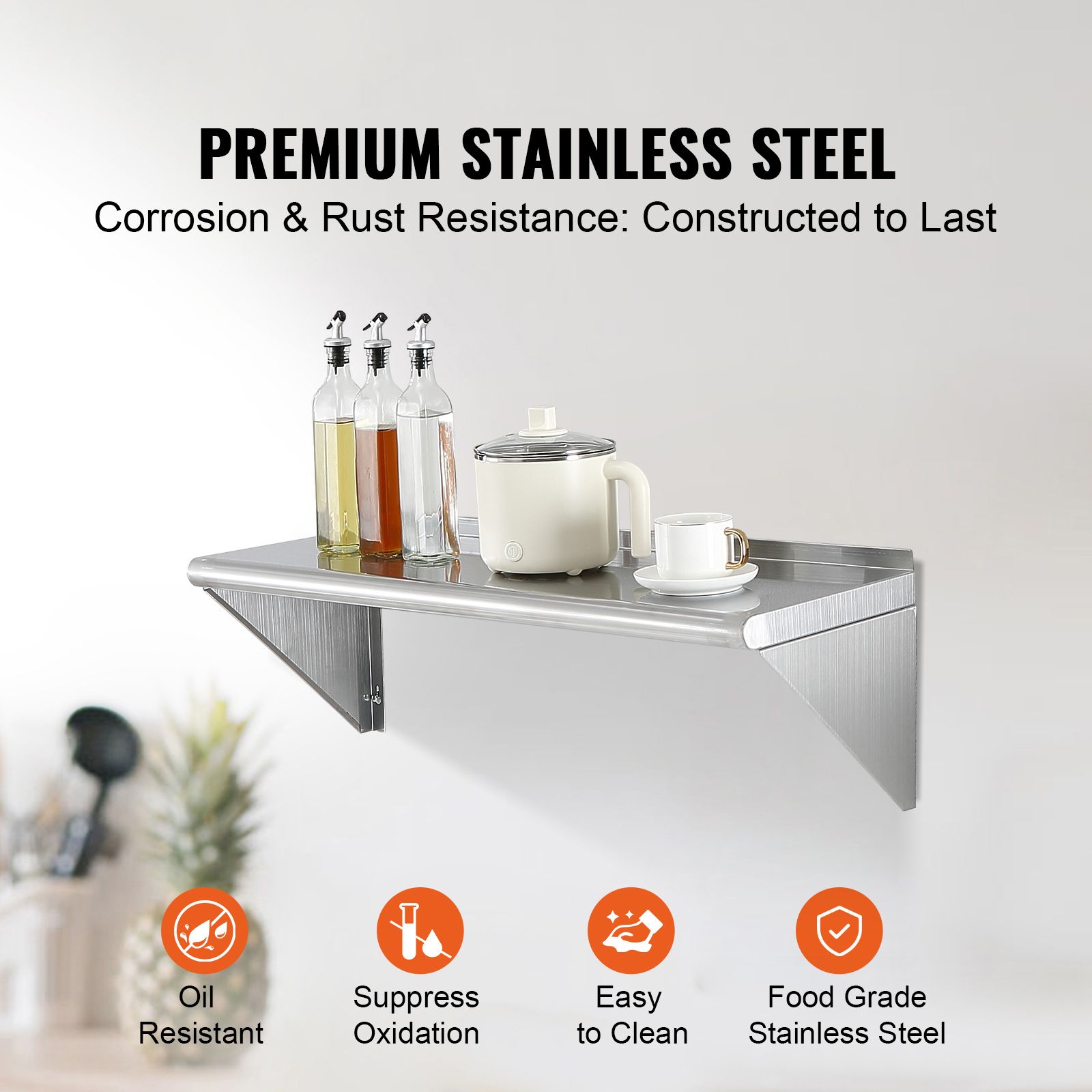 Wall Shelf Commercial Kitchen - Prateleira de Aço Inoxidável de 12