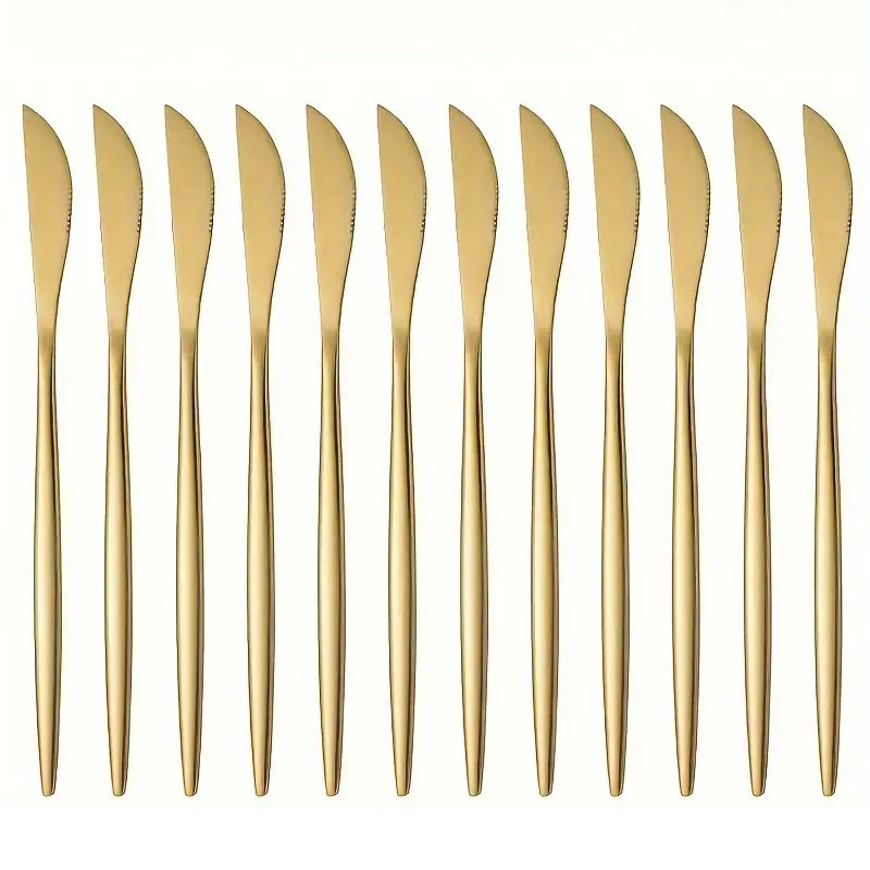 12pçs facas de jantar douradas - Commercial Kitchen Knives avaliação e preço
