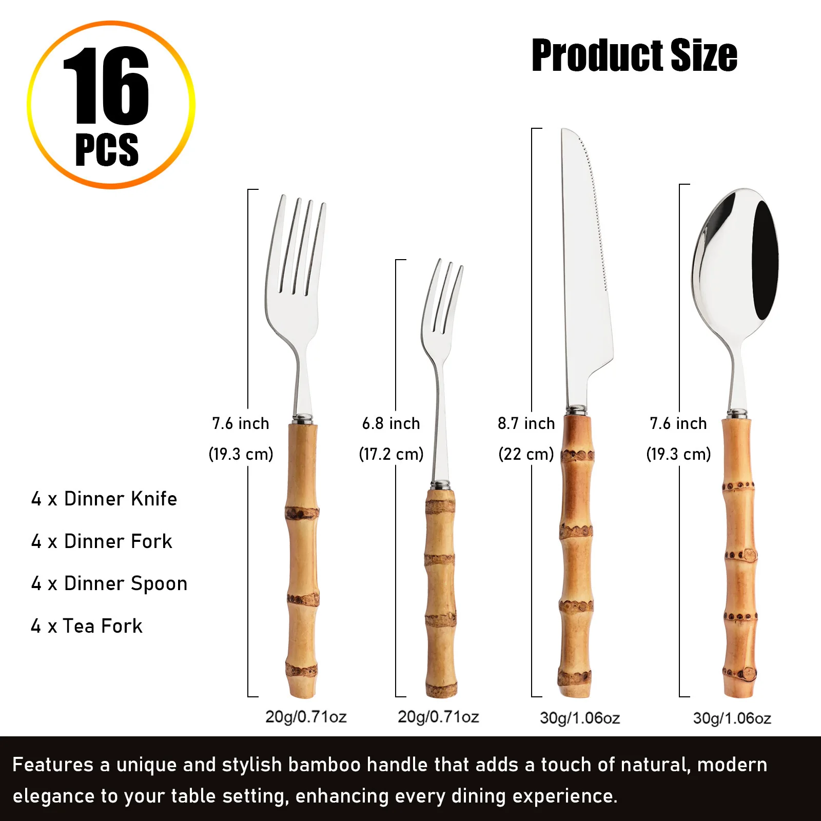 Conjunto de Talheres de Bambu  - Commercial Kitchen Knives avaliação e preço
